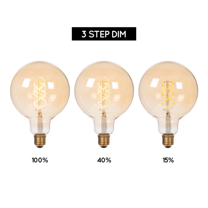 Lucide G125 - Filament bulb - Ø 12,5 cm - E27 - 1x4,9W 2200K - Amber